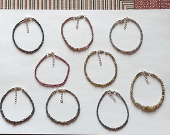 Raw Diamond Bracelet in 925 Sterling Silver | Natural Rough Diamond Chips Bracelet | April Birthstone Jewelry | Dainty Boho Gift