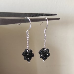 Earring Black Spinel Rondelle Faceted Beads Natural Gemstone Fashion Jewelry 1.25&quot; Earring A3-0612 Elite Designer Women Gift