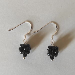 Earring Black Spinel Rondelle Faceted Beads Natural Gemstone Fashion Jewelry 1&quot; Earring A3-0611 Elite Designer Women Gift