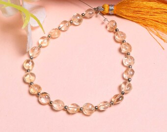 Citrine Gemstone Coin Beads, 7" Strand for Jewelry Making