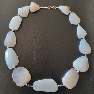 Chalcedony 100% Natural Gemstone Nugget Faceted Loose Bead 20&quot; Crystal Necklace For Valentine&#39;s Day Gift New year gift Christmas gift N-9824