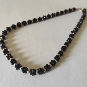 Silver Necklace Black Spinel Rondelle Faceted Beads Natural Gemstone Fashion Jewelry 17&quot; Necklace A8-0904