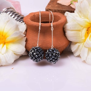 Black Spinel Natural Gemstone Elite Earring Solid 925 Sterling Silver Gift For Her.