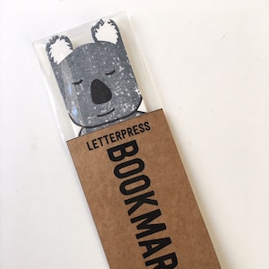 Koala bear bookmark letterpress