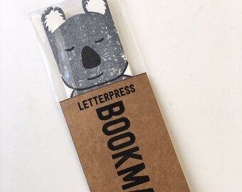 Segnalibro con orso koala stampato con tecnica tipografica