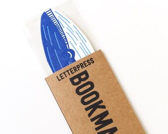 Whale bookmark letterpress