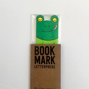 Green Tree frog bookmark letterpress