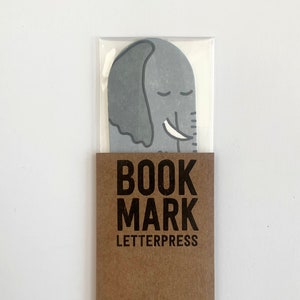 Elephant bookmark letterpress