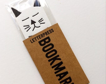 Cat bookmark letterpress