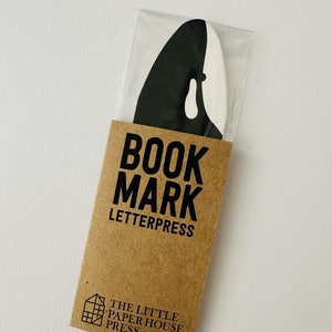 Orca bookmark letterpress