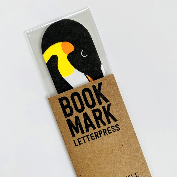 Penguin bookmark letterpress