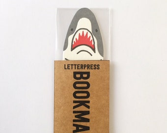Shark bookmark letterpress