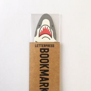 Shark bookmark letterpress