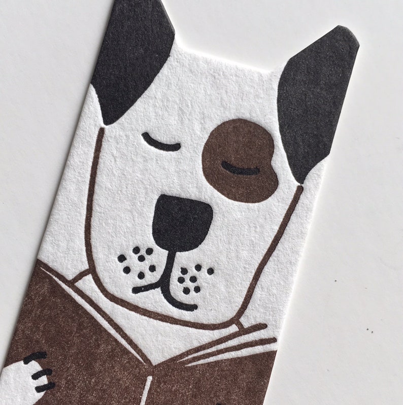 Dog bookmark letterpress image 2