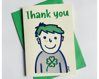 Thank you boy Letterpress greeting card