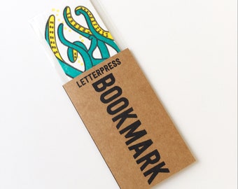 Octopus bookmark letterpress