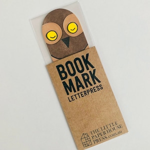 Owl bookmark letterpress