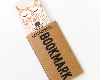 Letterpress wolf bookmark