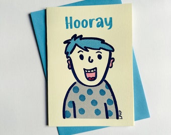 Hooray boy Letterpress greeting card