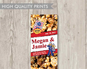 Aangepast label cracker jackdoos – Honkbal trouwbedankjes