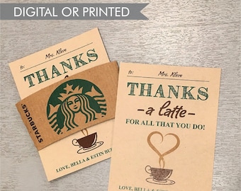 Thanks a Latte Starbucks Card Teacher Appreciation Gift