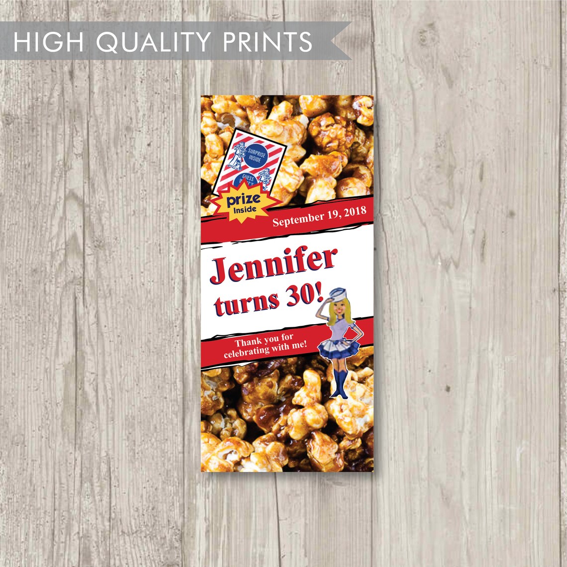 10 Custom Cracker Jack Box Label With Girl Personalized With - Etsy