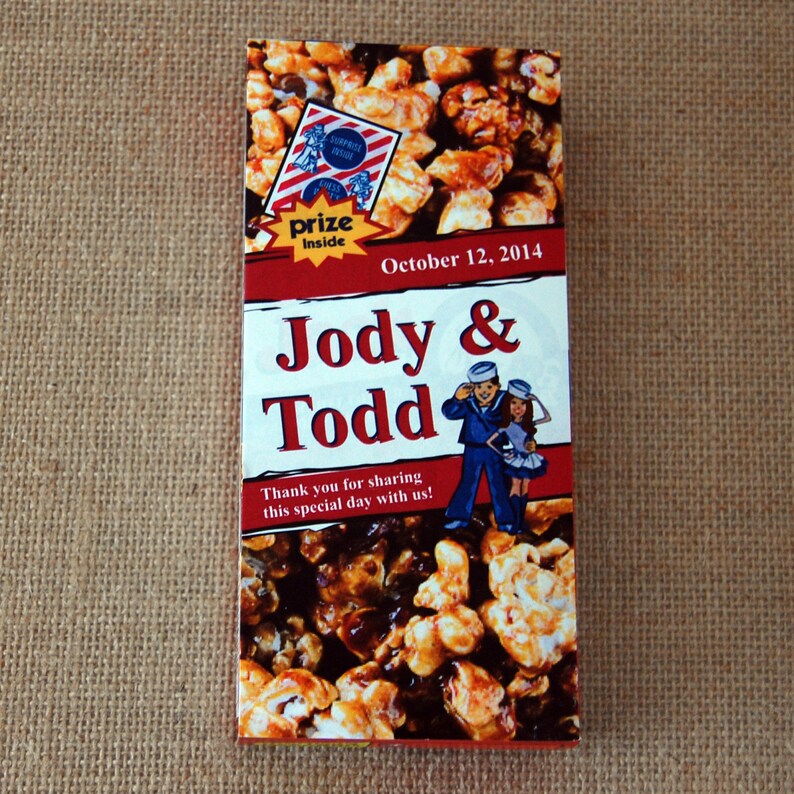10 Custom Cracker Jack Box Label With Couple Personalized Etsy