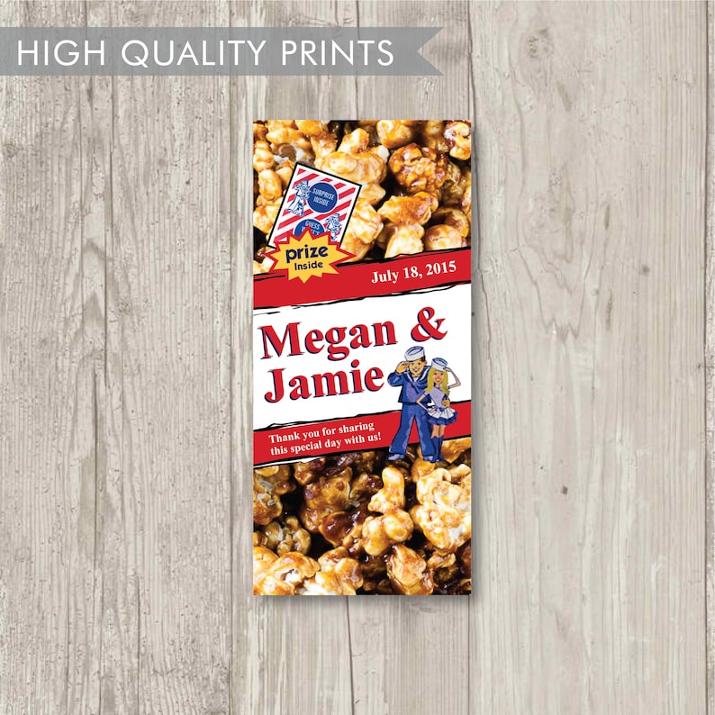 10 Custom Cracker Jack Box Label With Couple Personalized Etsy