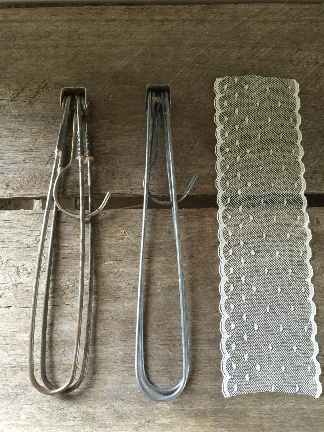 Coat hangers vintage metal pair of rustic coat hangers Etsy