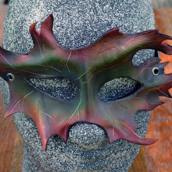 Hand Formed Leather Mask - Oak Leaf