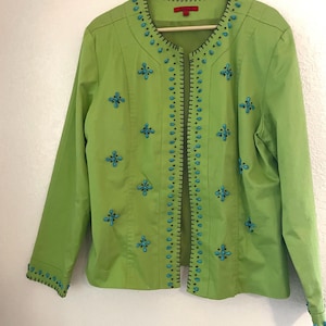 Vintage Women’s Southwestern Blazer Jacket With Turquoise Trim VGC