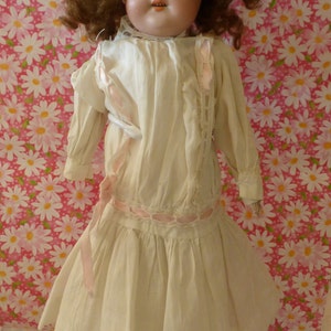 ANTIQUE Schoenau-H DEP Bisque Kid Doll 12” Cabinet size Factory Dress/New Wig/Hat/Shoes