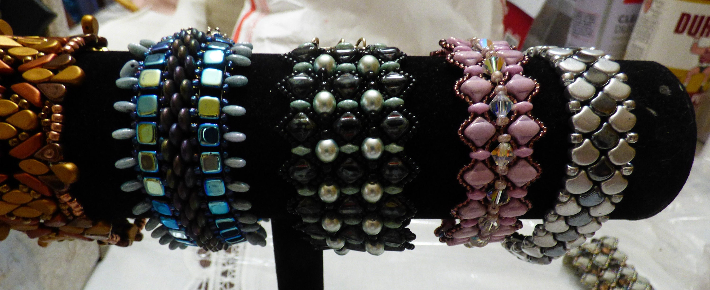 Hand Made Czech Glass Bracelet of Silver and Gunmetal Ginko Beads Hand Made Czech Glass Bracelet of Silver and Gunmetal Ginko Beads