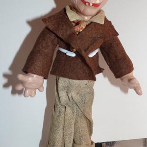 Vintage 1930er / 40er Jahre IDEAL Marmor Snerd Composition Flexy Doll Original Outfit w / Ständer