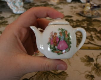 antique/vintage 7-piece Fragonard Transferware Porcelain Miniature Tea Set mint condition  unmarked probably Germany