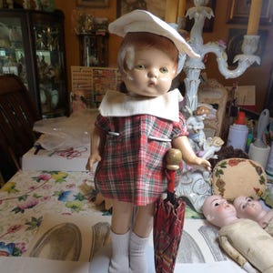 SUPER 1930&#39;s Effanbee Patsy Joan Doll 16&quot; Awesome Dress socks + Underwear Restrung/poss. restored at one time