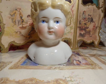 Gorgeous VERY Large 6" antique ABG Blonde China doll shoulder Head only- boy/child