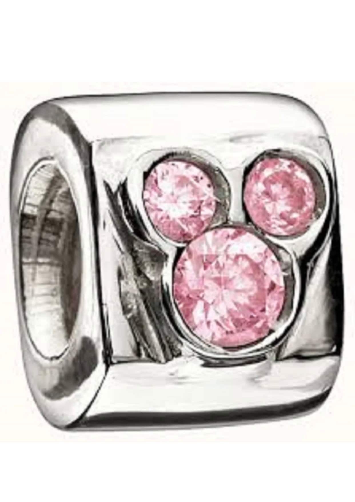 Authentic Chamilia PINK CZ MICKEY Sterling Silver Charm Bead