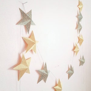 Wall Decor Party Decor Wedding decor Baby Shower Nepalese Paper 12 Star Garland. image 1