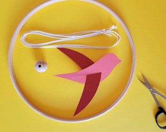 Bird Mobile DIY Kit – Baby Shower Gift – Handmade Baby Decor – Custom Nursery Hanging Mobile