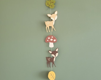 Children's garland with little fawns - 140 cm in recycled cardboard - Ideal decoration for a child's bedroom.