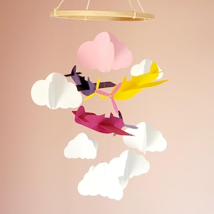 Giostrina per bambini - Aerei e nuvole di carta 3D 25x55 cm