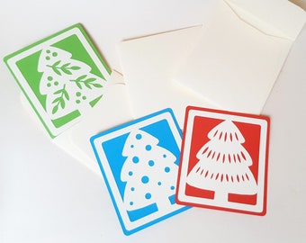 3 minis cartes de voeux 10 x 9 cm colorées avec enveloppes Carte de Noël Carte de Voeux Etiquettes de cadeau de Noël