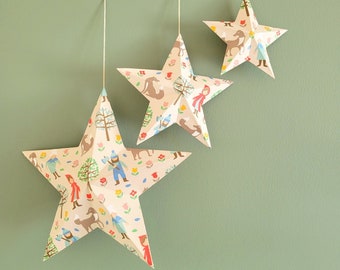 Home decor Room decor Birthday decor 3D paper star and Little Red Riding Hood.