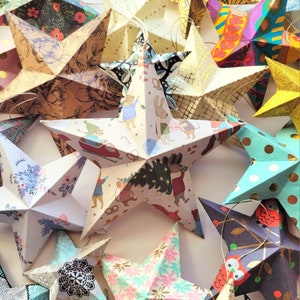 Etoile 3D 20x5,5cm en papier Lapins et souris - Décorations de fêtes Décor de Noël.
