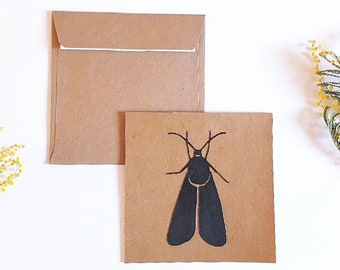Carte + enveloppe 13.5x13.5cm éco responsable Carte insecte en papier recyclé Carte Papillon noir Carte de sympathie Carte de voeux