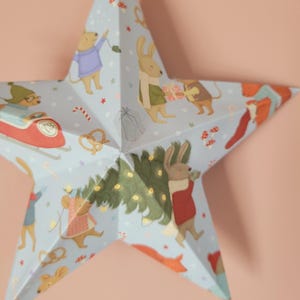 3D-papieren ster - Milieuvriendelijke kerstversiering - Handgemaakte hangende ster - Feestelijke en poëtische decoratie voor de boom of het huis