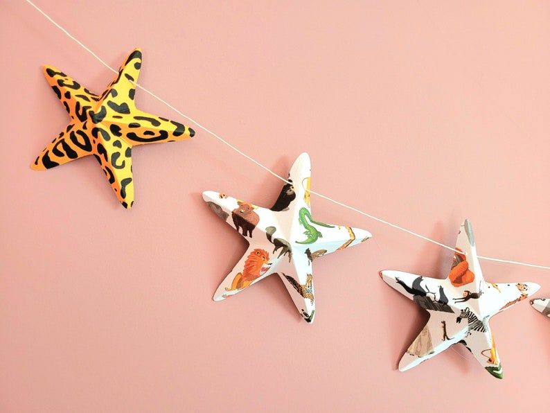Wall Decor Baby Shower Garland 130cm 9 stars 3D savanna cardboard Wall decorations for parties. image 1