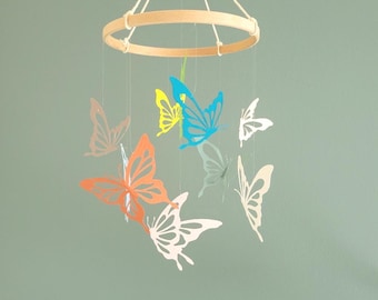 Butterfly Mobile – Eco-Friendly Baby Mobile – Handmade Hanging Butterflies Nursery Decor – Baby Shower Gift