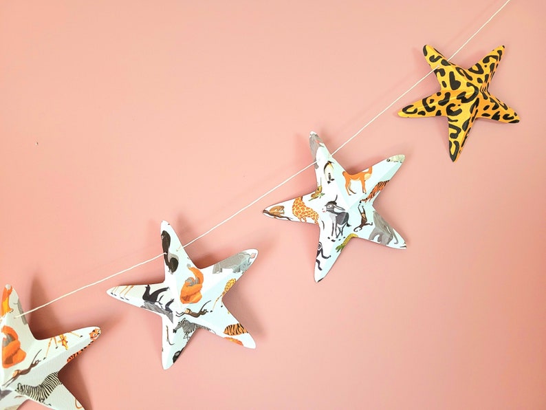 Wall Decor Baby Shower Garland 130cm 9 stars 3D savanna cardboard Wall decorations for parties. image 3